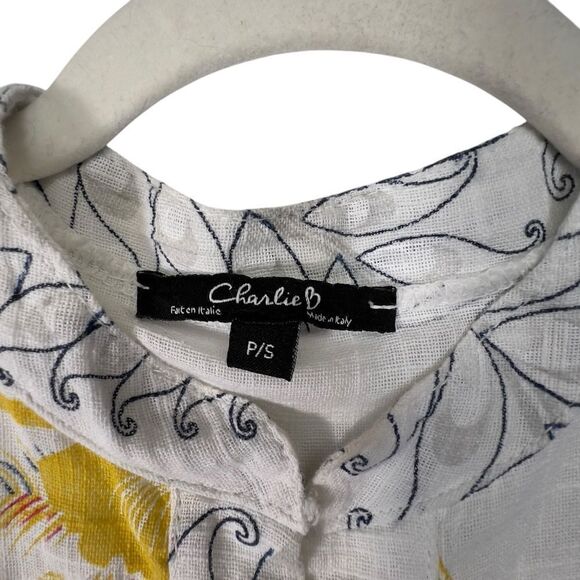 Charlie B made in Italy gauze cotton tunic top p/s Roll Up Sleeve Blouse - Picture 15 of 16